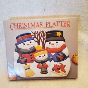 Allure Vintage 1998 Ceramic Snowmen Christmas Platter